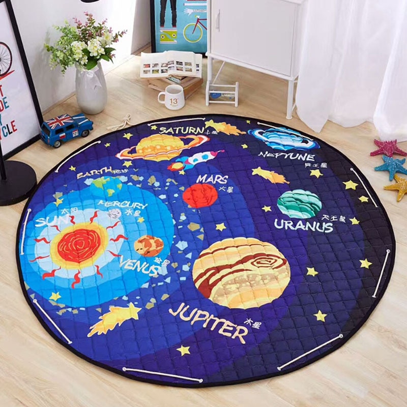 Kids Floor Mat Round Storage Toy Bag